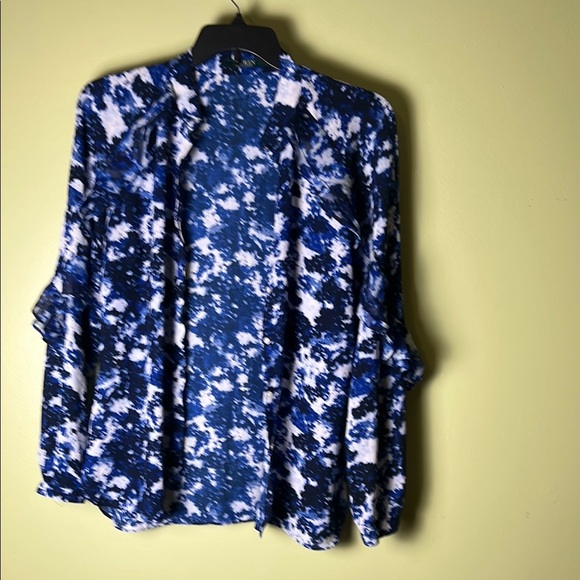 Ralph Lauren Blue and White Graphic Button Down Shirt - Picture 1 of 5